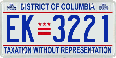 DC license plate EK3221