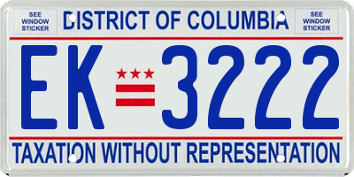 DC license plate EK3222