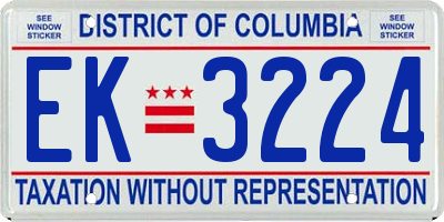 DC license plate EK3224