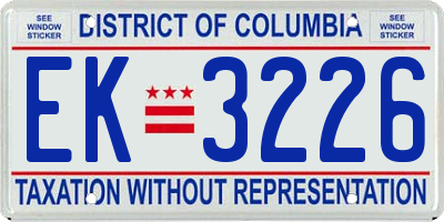 DC license plate EK3226