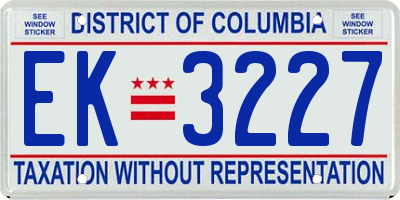 DC license plate EK3227