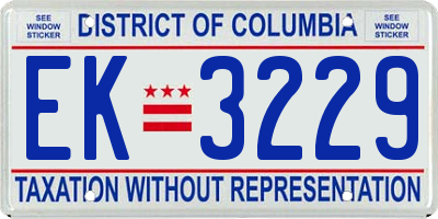 DC license plate EK3229