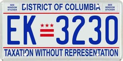 DC license plate EK3230