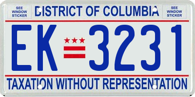 DC license plate EK3231