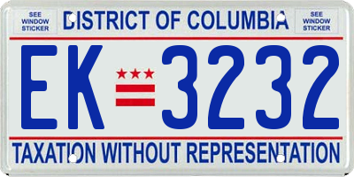 DC license plate EK3232