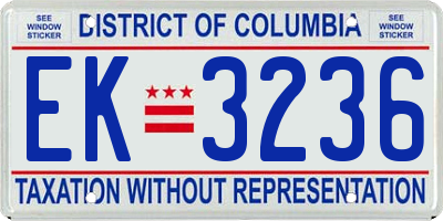 DC license plate EK3236