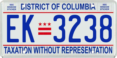 DC license plate EK3238