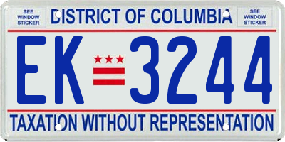 DC license plate EK3244