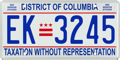 DC license plate EK3245