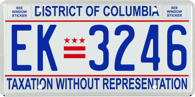 DC license plate EK3246