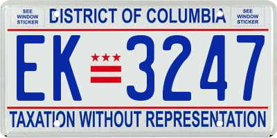 DC license plate EK3247