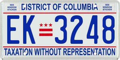 DC license plate EK3248