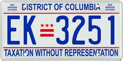 DC license plate EK3251