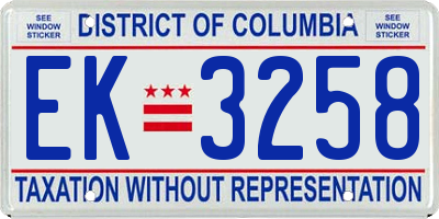 DC license plate EK3258