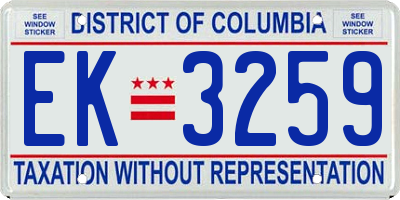 DC license plate EK3259
