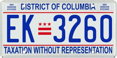 DC license plate EK3260