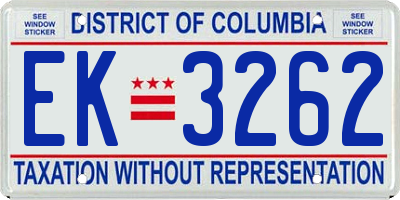 DC license plate EK3262