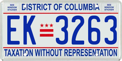 DC license plate EK3263