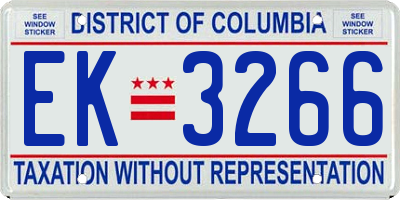 DC license plate EK3266