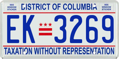 DC license plate EK3269