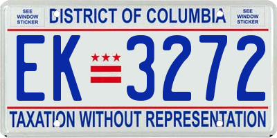DC license plate EK3272