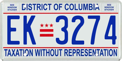 DC license plate EK3274