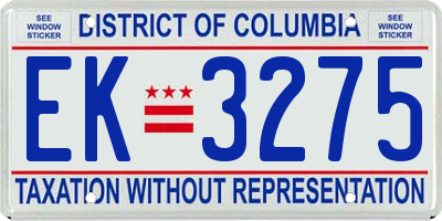 DC license plate EK3275