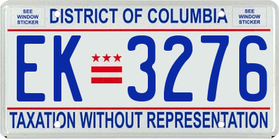 DC license plate EK3276