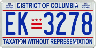 DC license plate EK3278