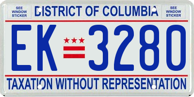 DC license plate EK3280