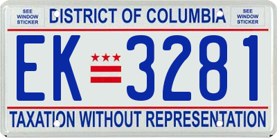 DC license plate EK3281