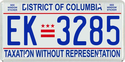 DC license plate EK3285