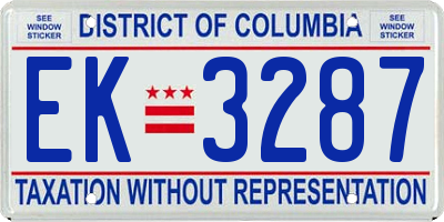 DC license plate EK3287