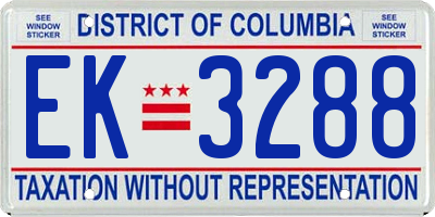 DC license plate EK3288