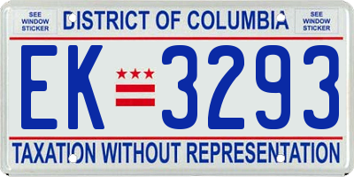 DC license plate EK3293