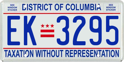 DC license plate EK3295