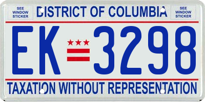 DC license plate EK3298