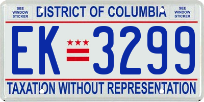 DC license plate EK3299