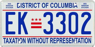 DC license plate EK3302