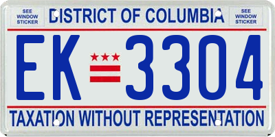 DC license plate EK3304