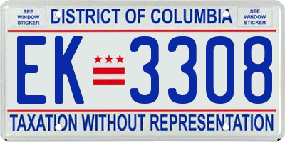 DC license plate EK3308