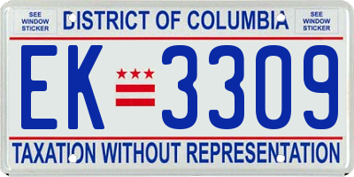 DC license plate EK3309
