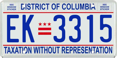 DC license plate EK3315