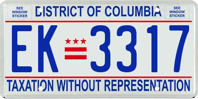 DC license plate EK3317