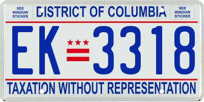 DC license plate EK3318