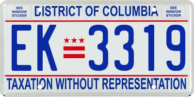 DC license plate EK3319