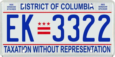 DC license plate EK3322