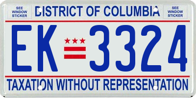 DC license plate EK3324