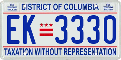 DC license plate EK3330