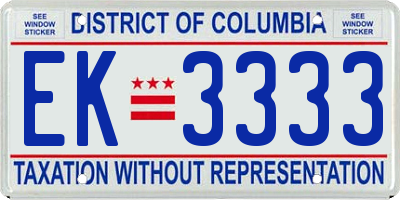 DC license plate EK3333